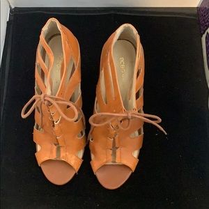 BCBGeneration leather tan luggage colored sandals